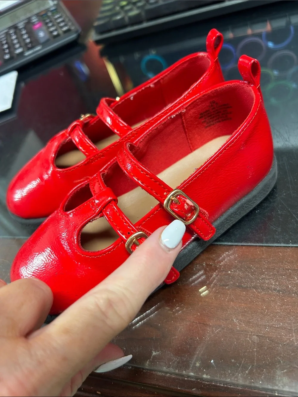 Old Navy Red Patent Double-Strap Mary Jane Flats size 10.5
